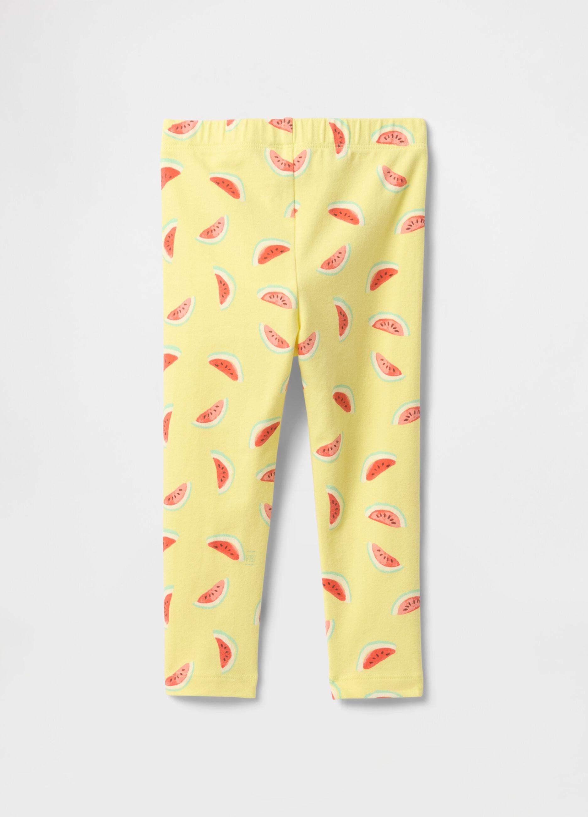 Yellow leggings with watermelon pattern
