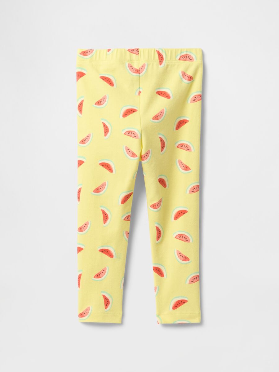 Yellow leggings with watermelon pattern_1