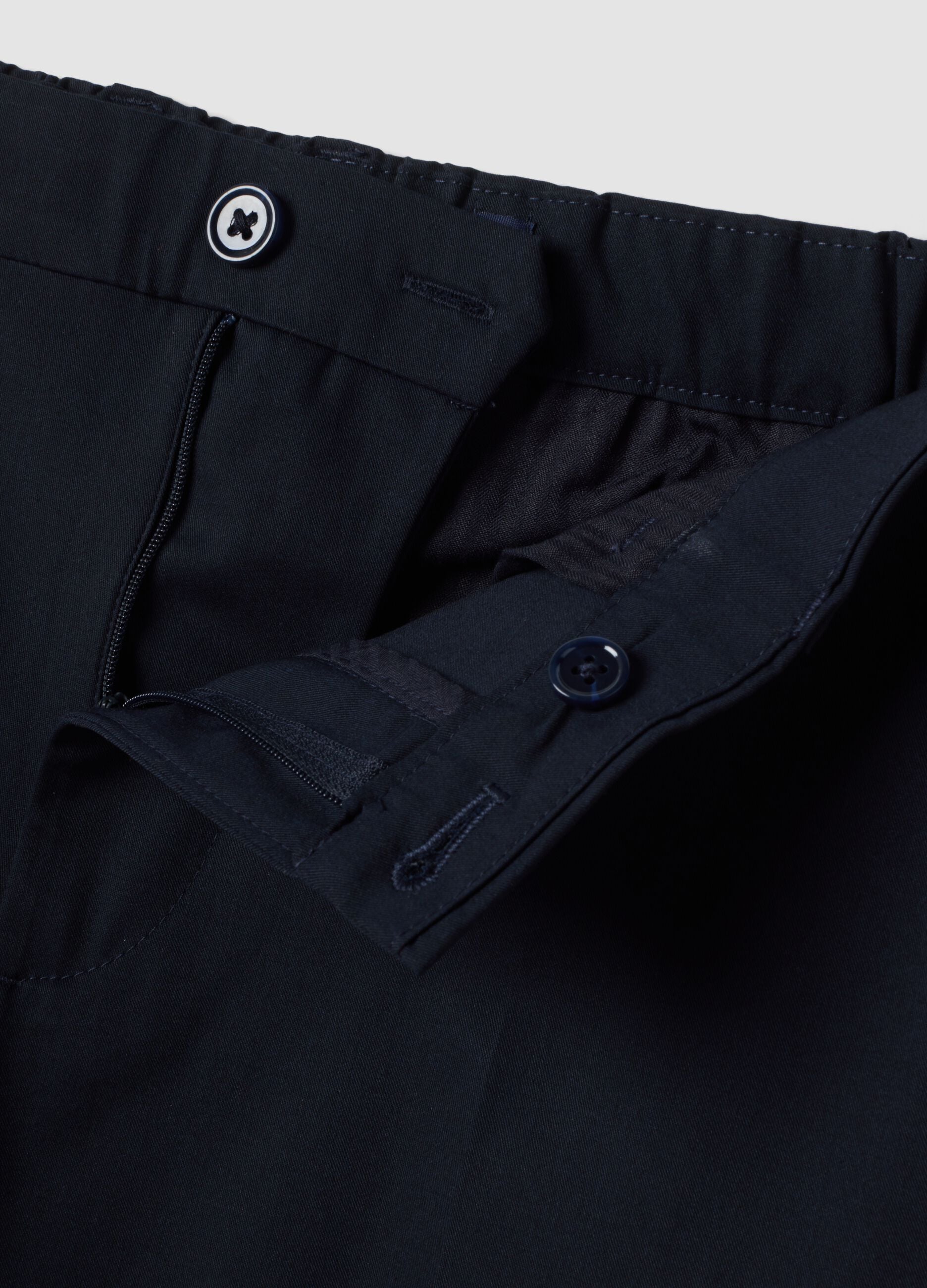 Navy slim-fit stretch viscose twill chino trousers