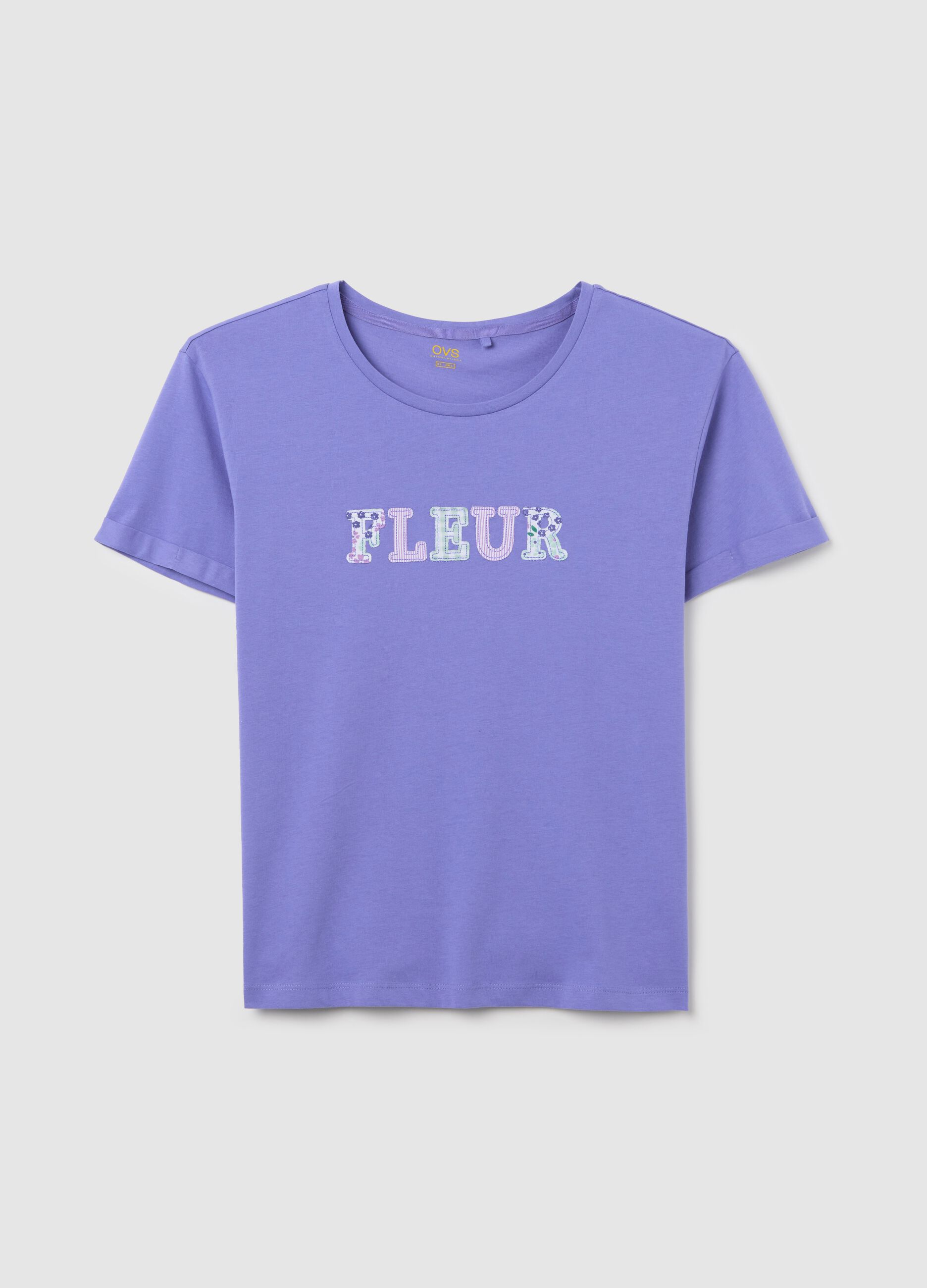 Purple pyjama top with "Fleur" embroidery