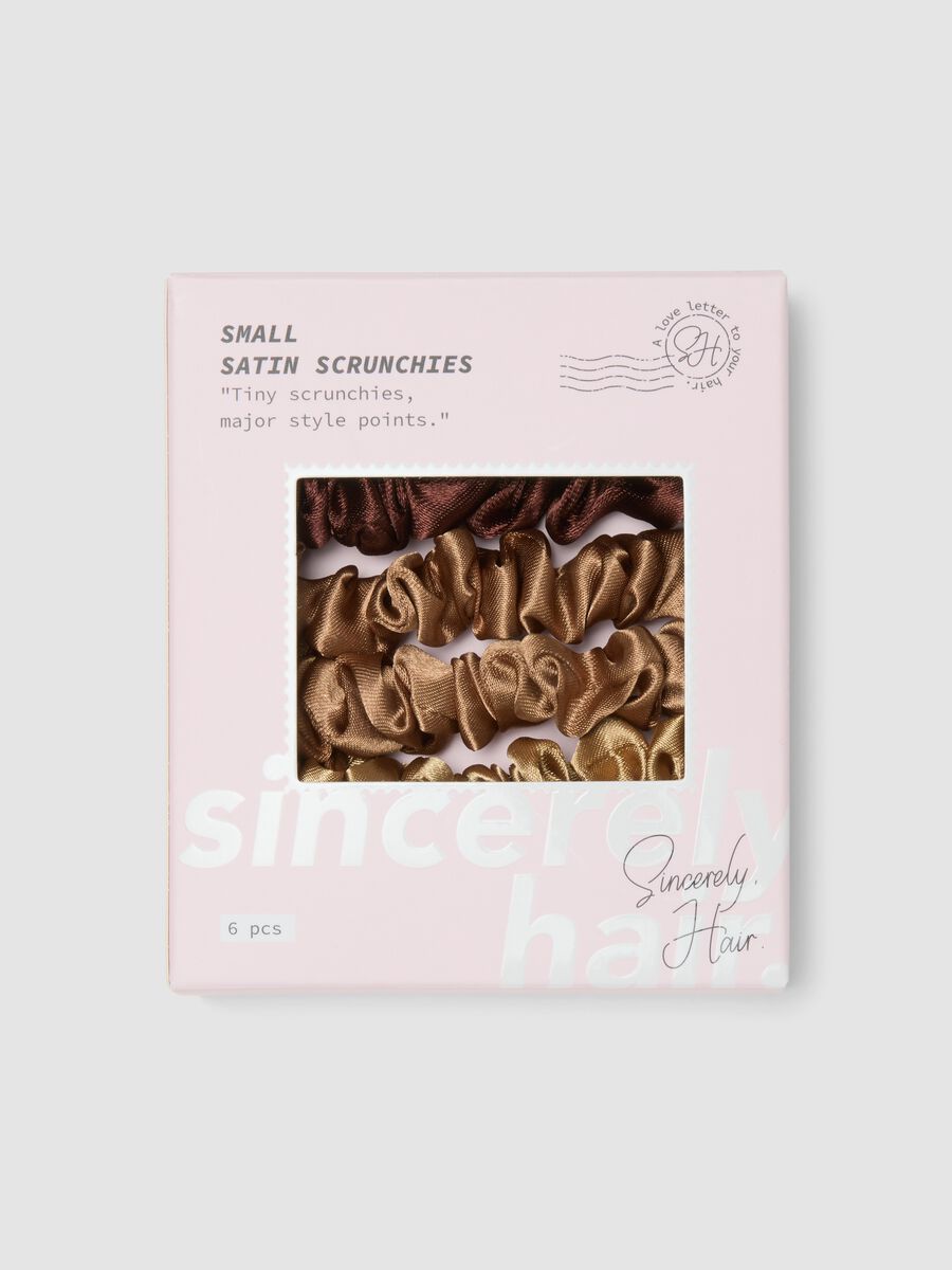 SINCERELY HAIR Small satin scrunchies 6-piece set mocha_0
