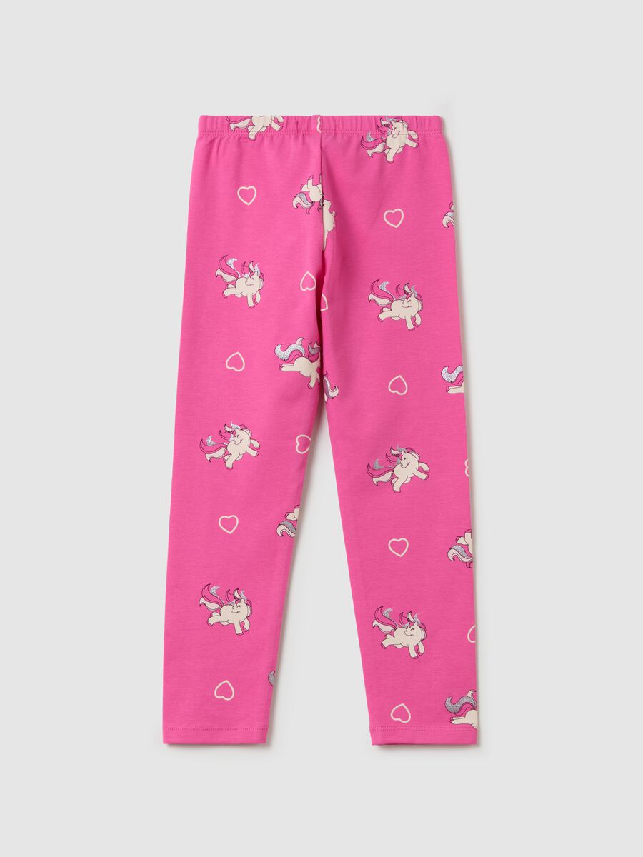 Stretch cotton leggings with glitter print_1
