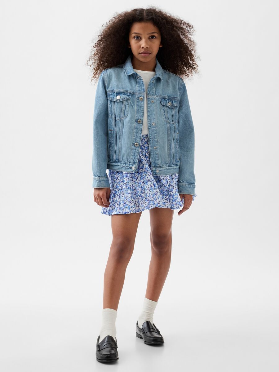 Skort with flounce and floral print_0