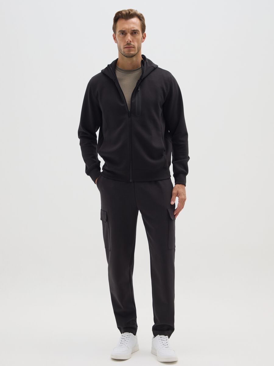 Black regular fit hoodie with zip_1