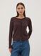 Brown viscose-blend crew-neck cardigan, regular fit_2