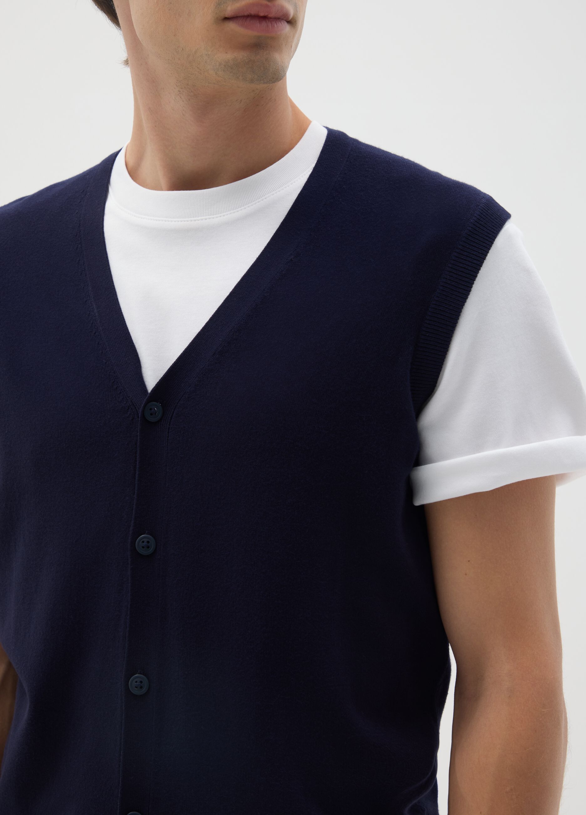 Blue knit waistcoat regular fit