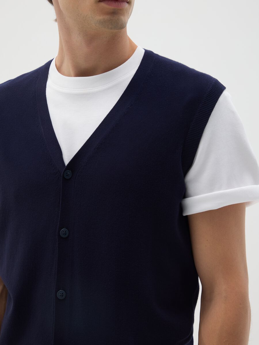 Blue knit waistcoat regular fit_3