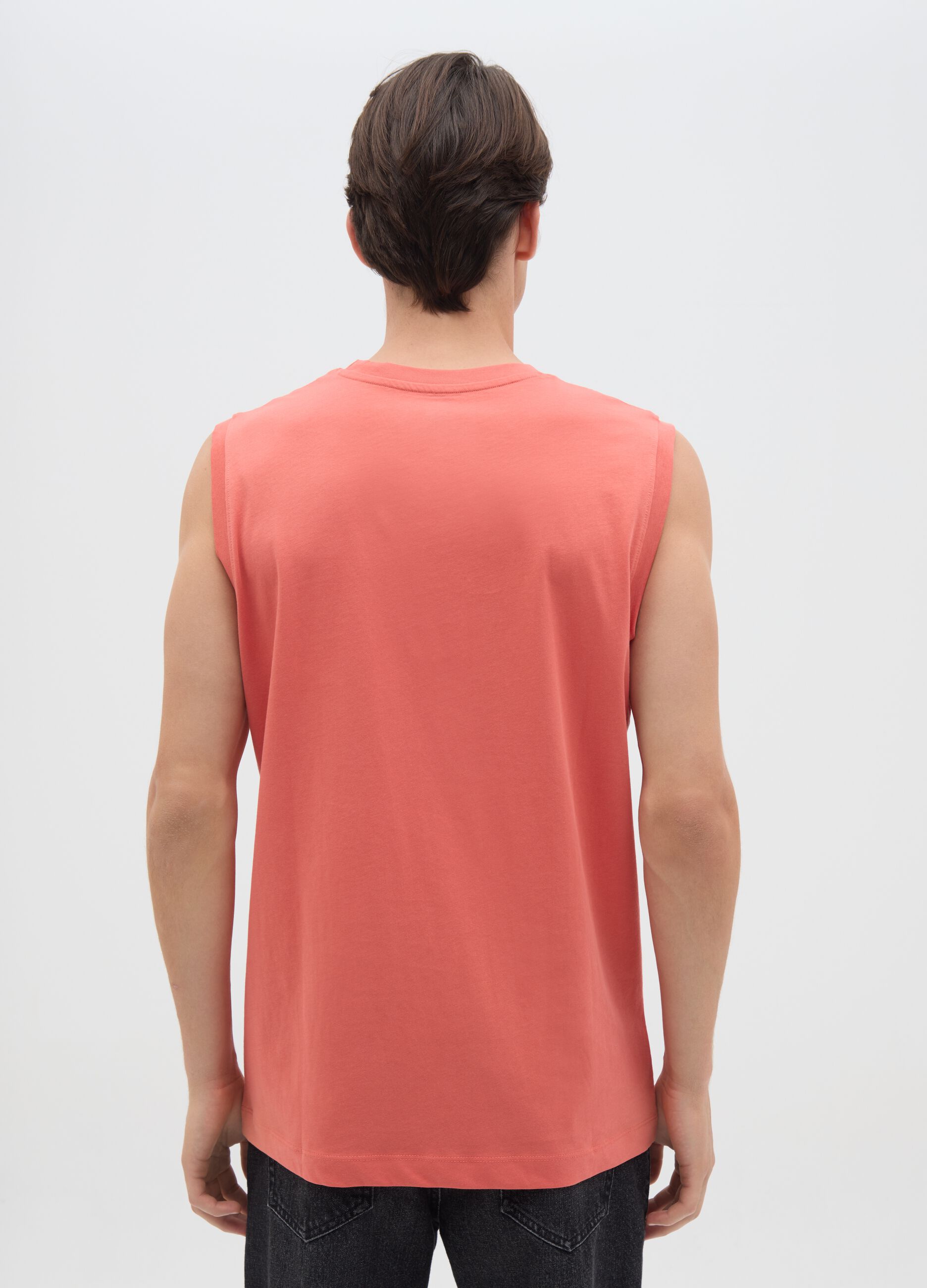 Canotta da uomo in puro cotone arancione regular fit