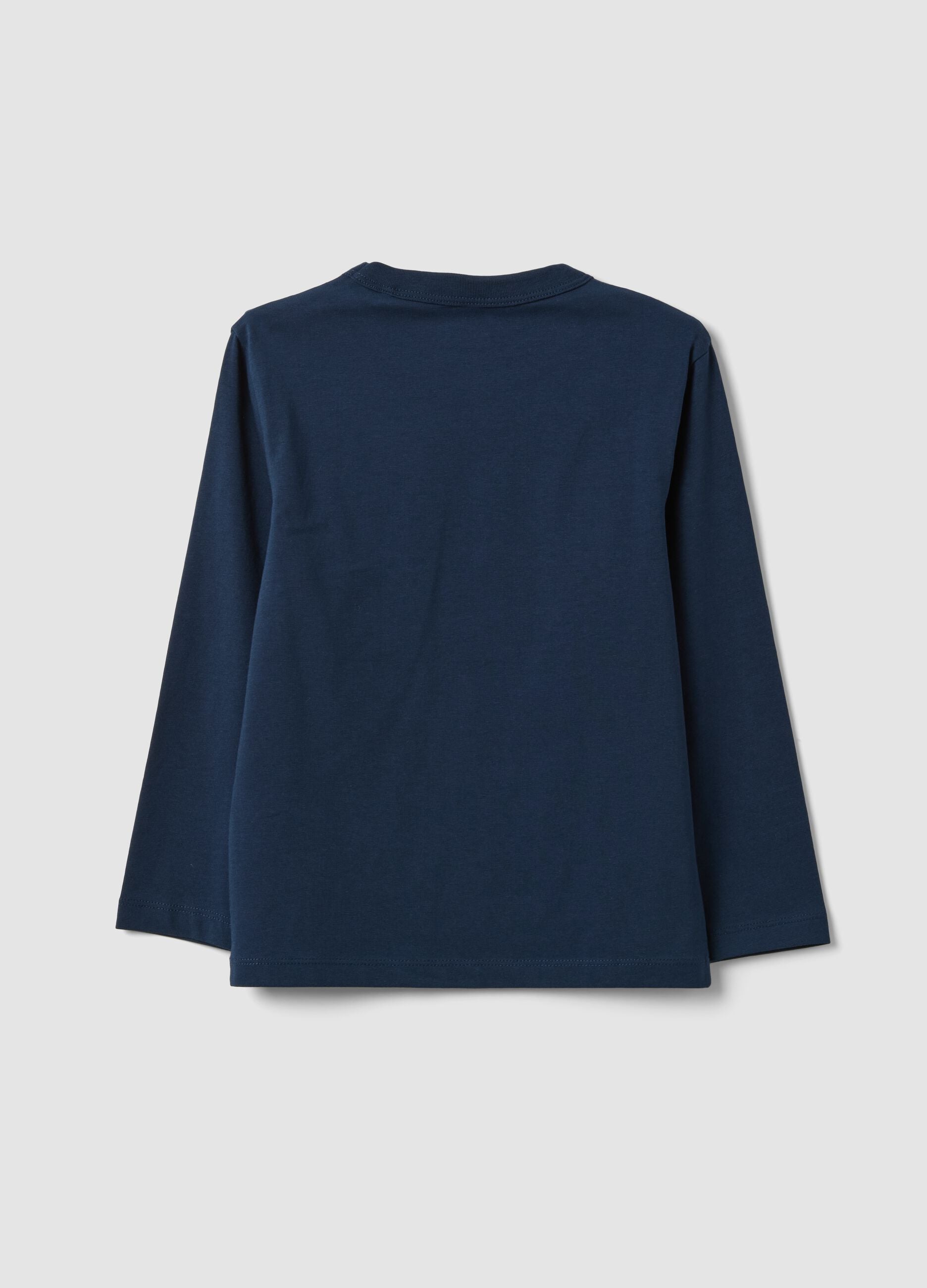 Blue long-sleeve organic cotton T-shirt