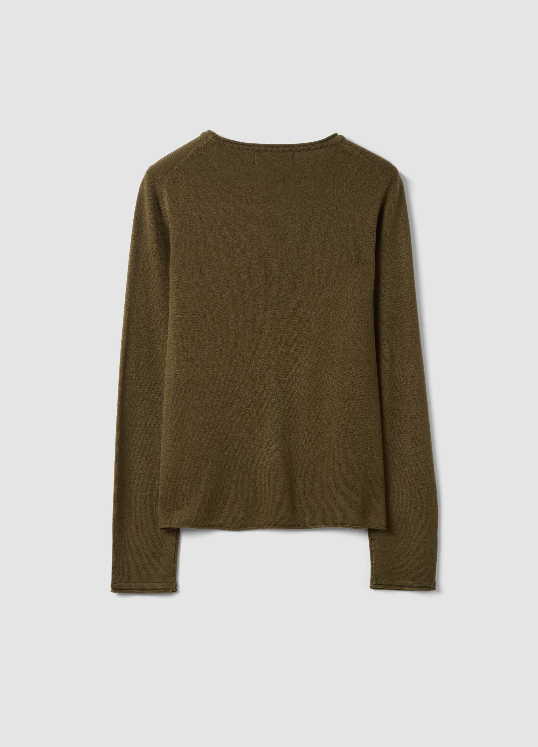 Green fitted long-sleeve crew-neck top