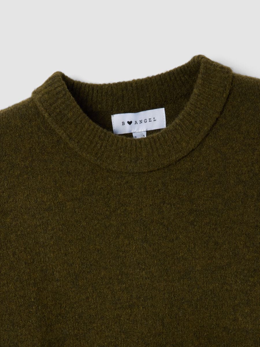 Green stretch wool crew-neck jumper_1