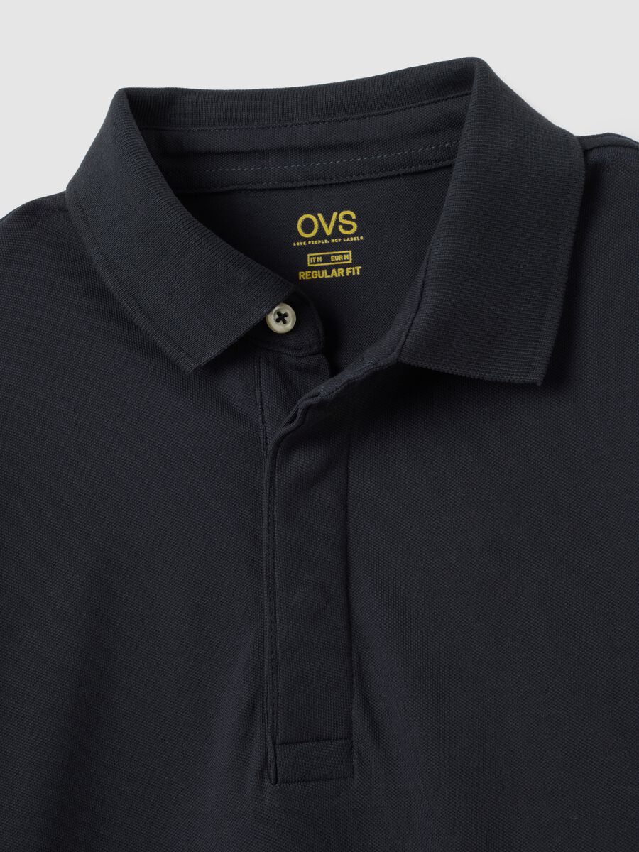 Polo in cotone elasticizzato nero regular fit_5