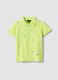 Girls' green pure cotton polo regular fit with embroidered flowers_3