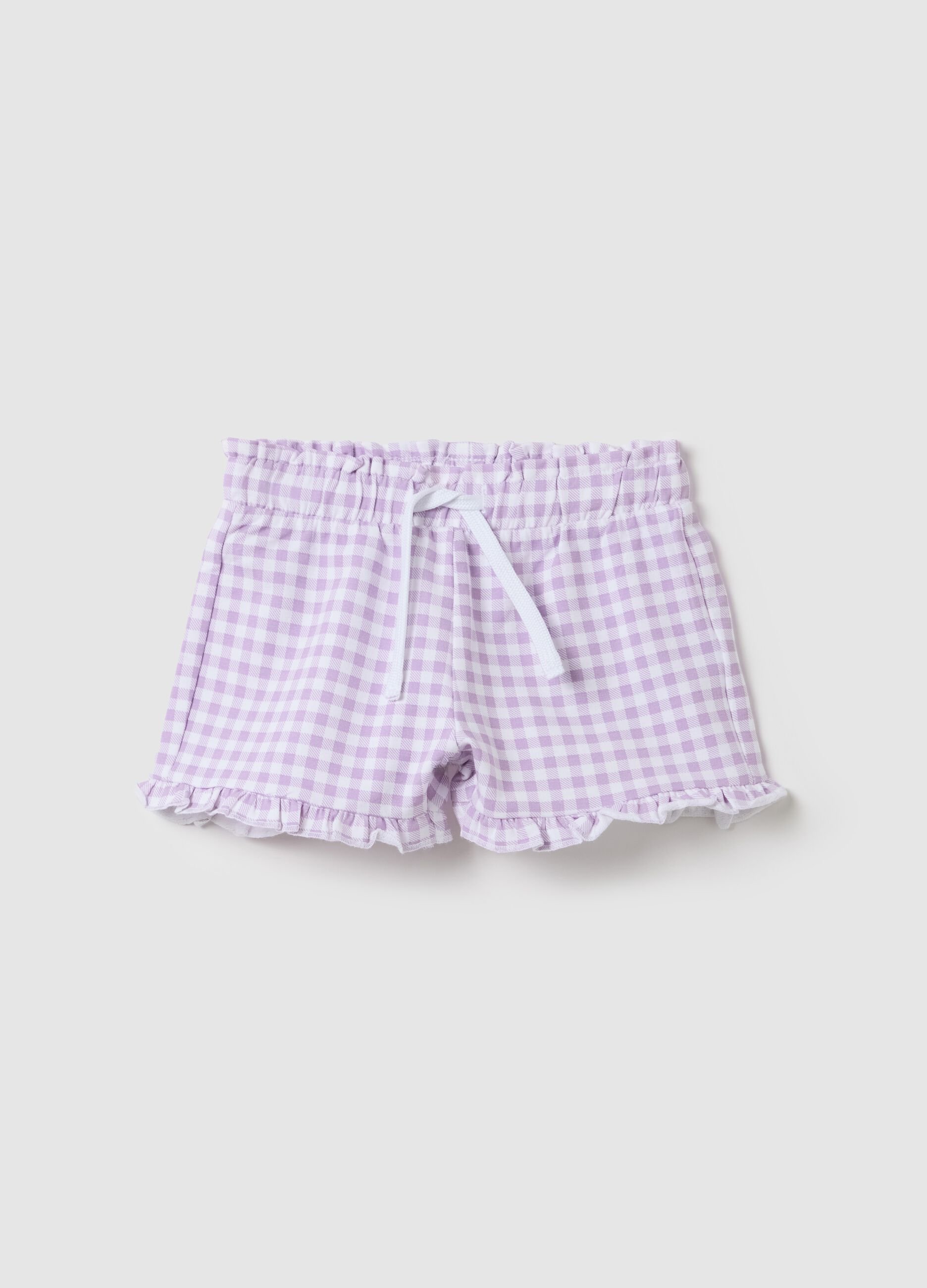 Lilac check-style shorts for girls