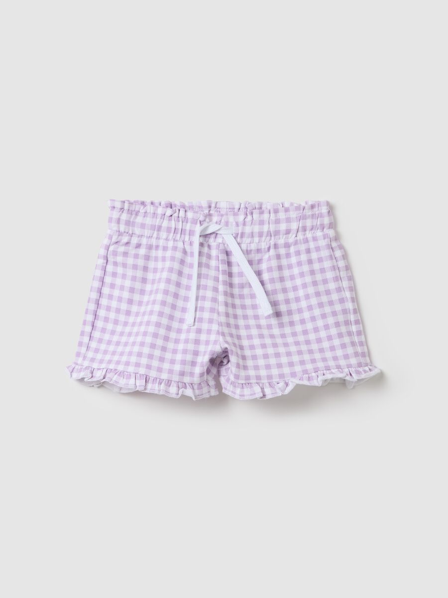 Lilac check-style shorts for girls_0
