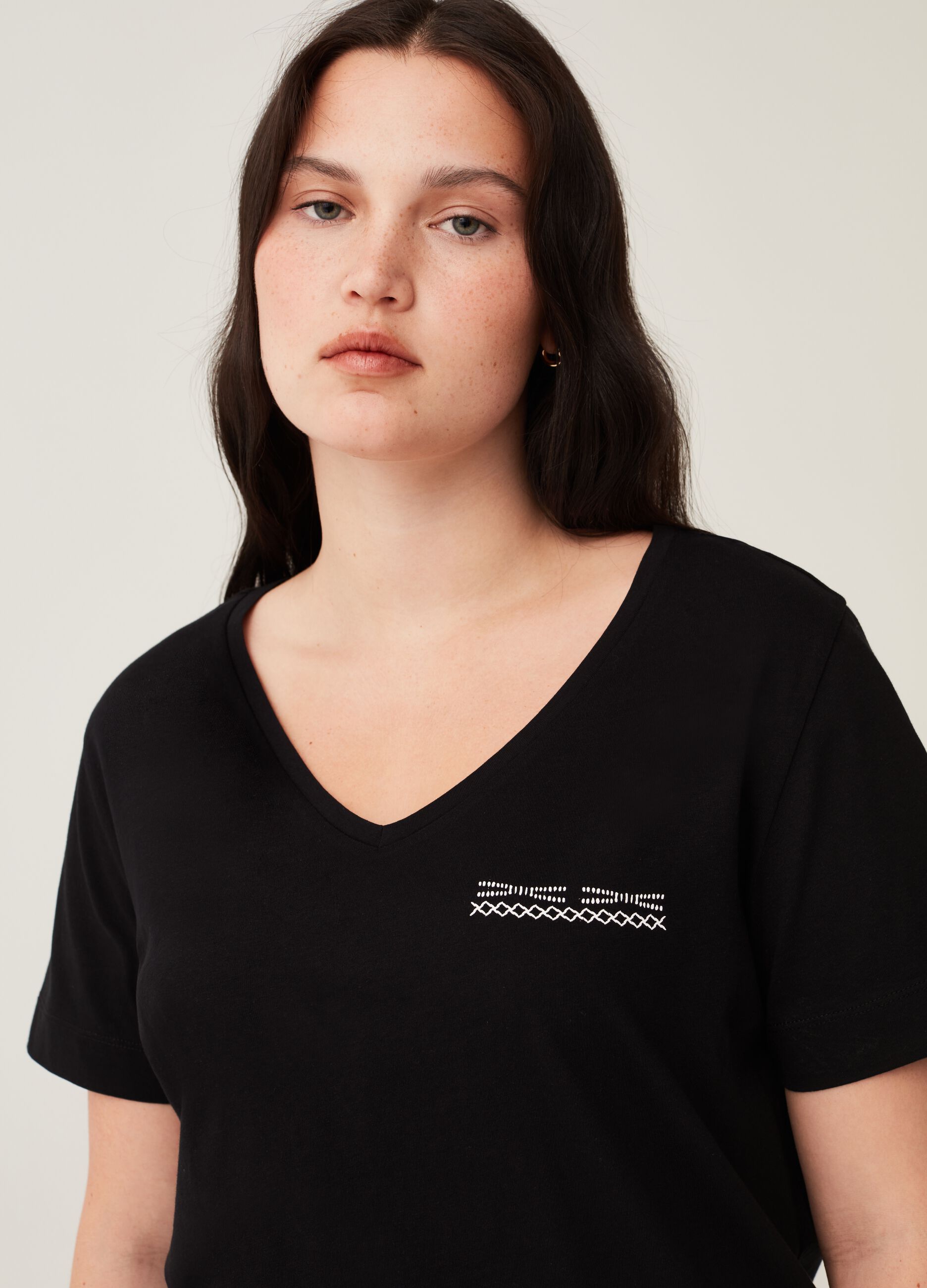 T-shirt in cotone con stampa Curvy MYA_0