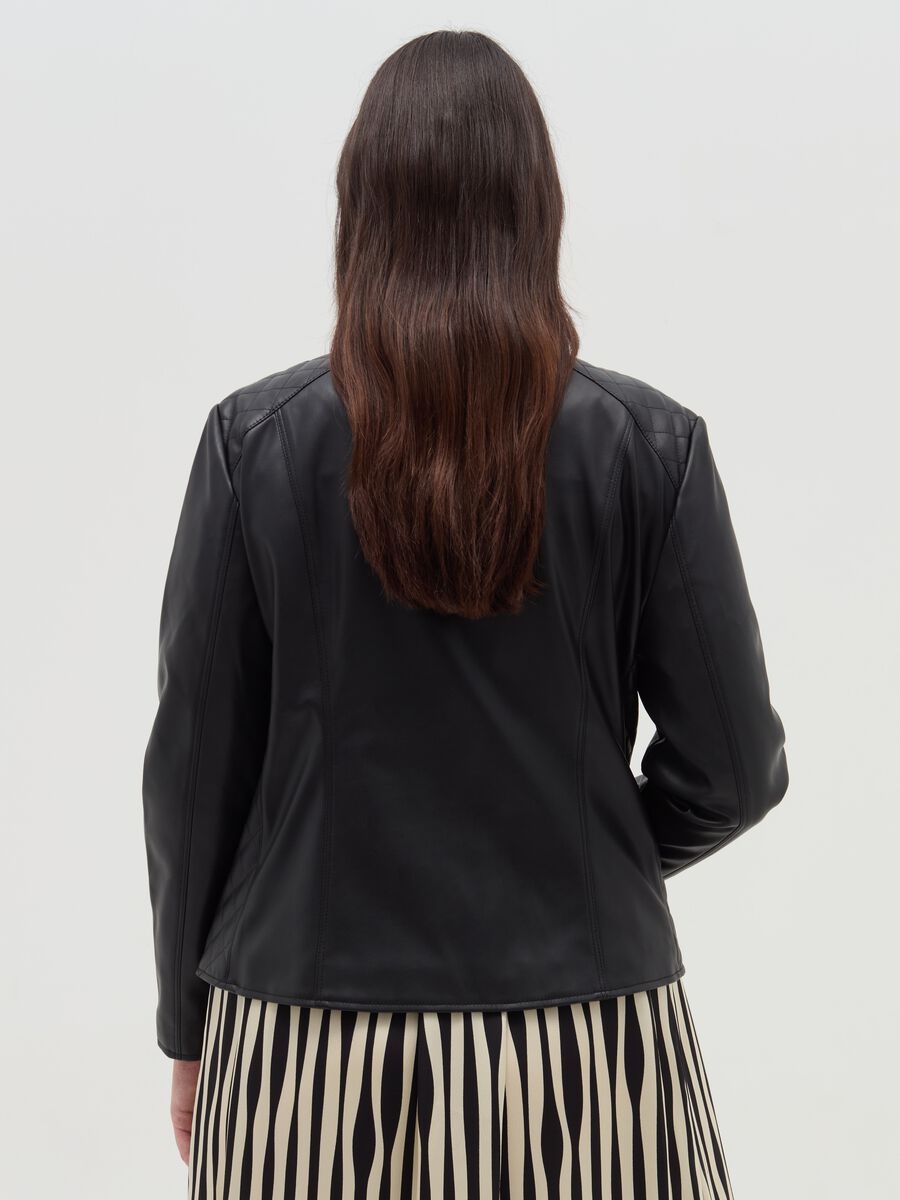 Giacca chiodo con impunture trapuntate Curvy_4