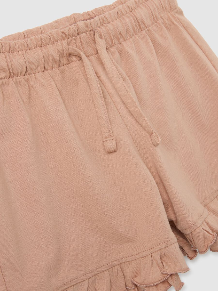 Girls' white cotton top and shorts set, regular fit_3