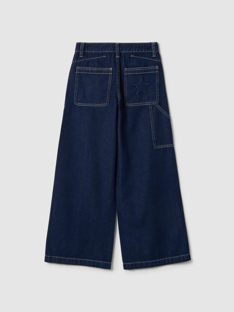 Girls' blue denim wide leg jeans in pure cotton_4