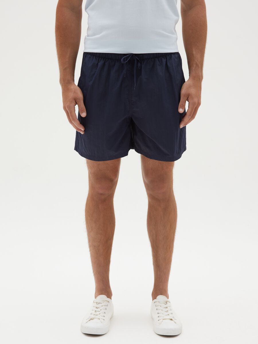 Pantaloncini da uomo in misto blu regular fit_1