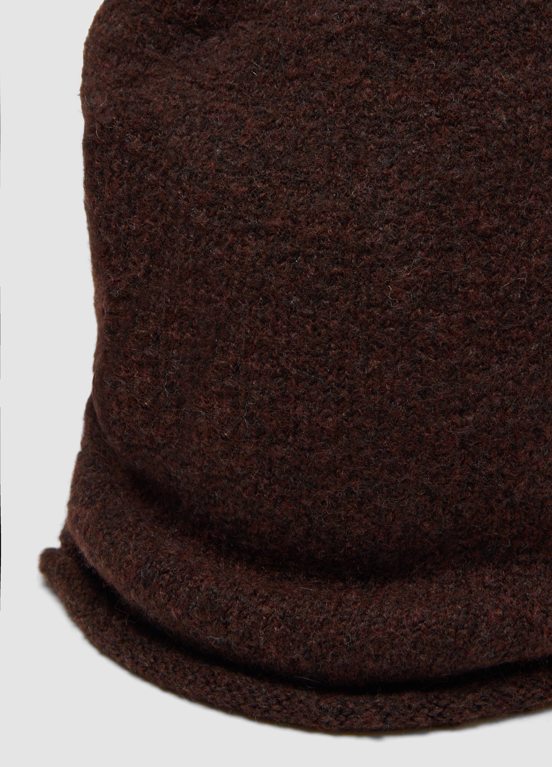Brown jersey-knit stretch beanie