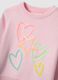 Girls' pink pure cotton sweater with hearts and stars, regular fit_2