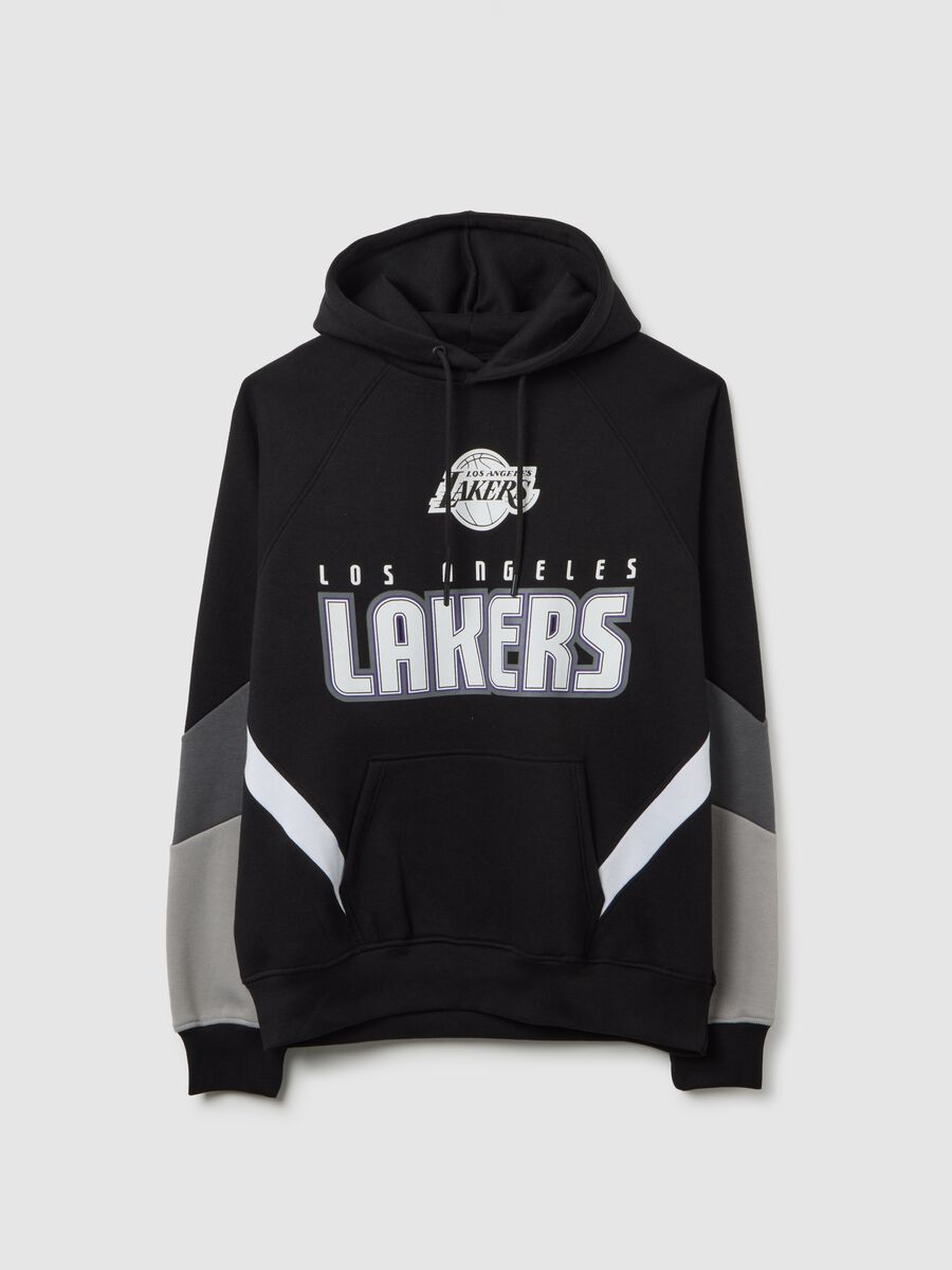 Black cotton blend sweatshirt with Los Angeles Lakers print_4