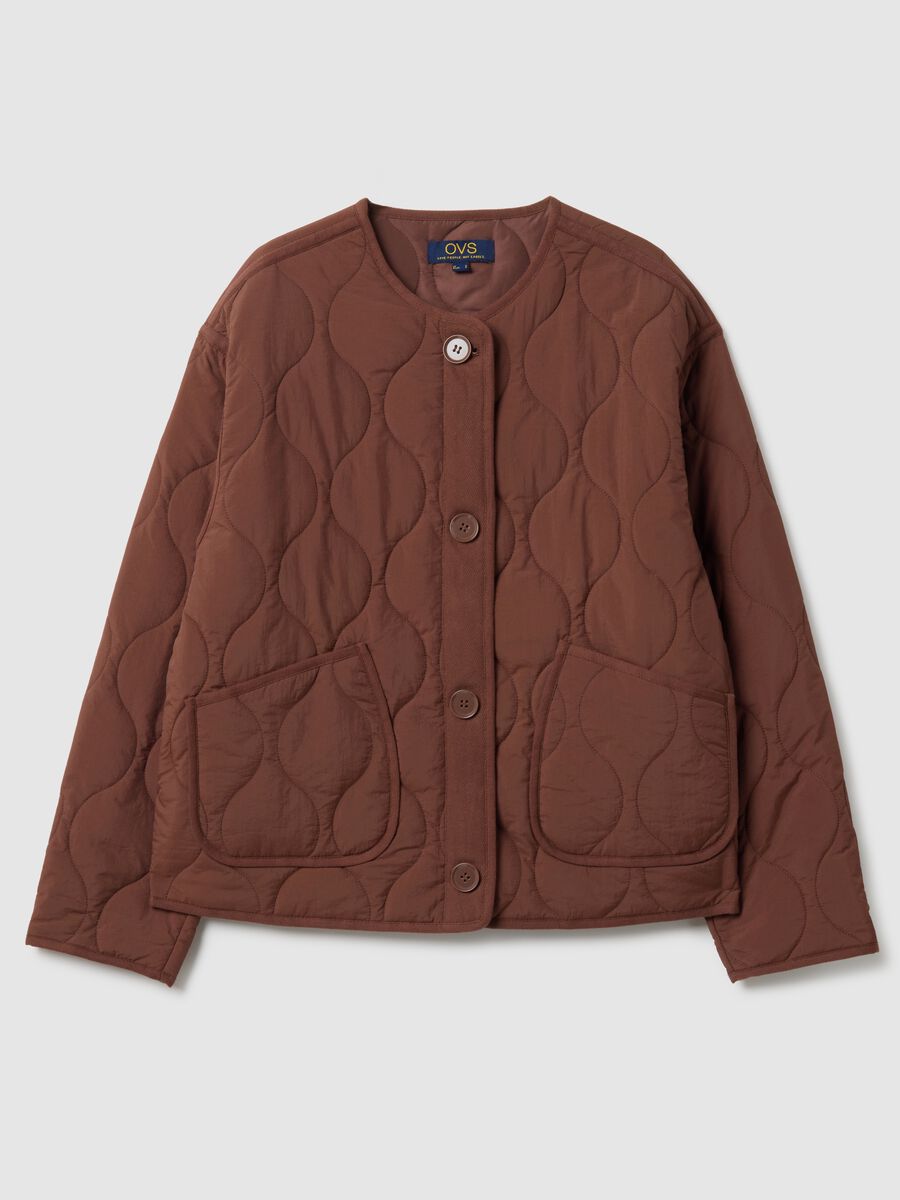 Brown padded jacket regular fit with buttons_4