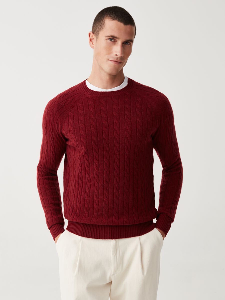 Pullover in cashmere con lavorazione a trecce_0