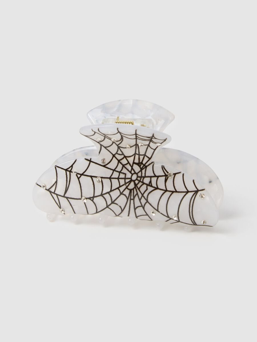 Hair Clip with Rhinestones and Web Pattern_1