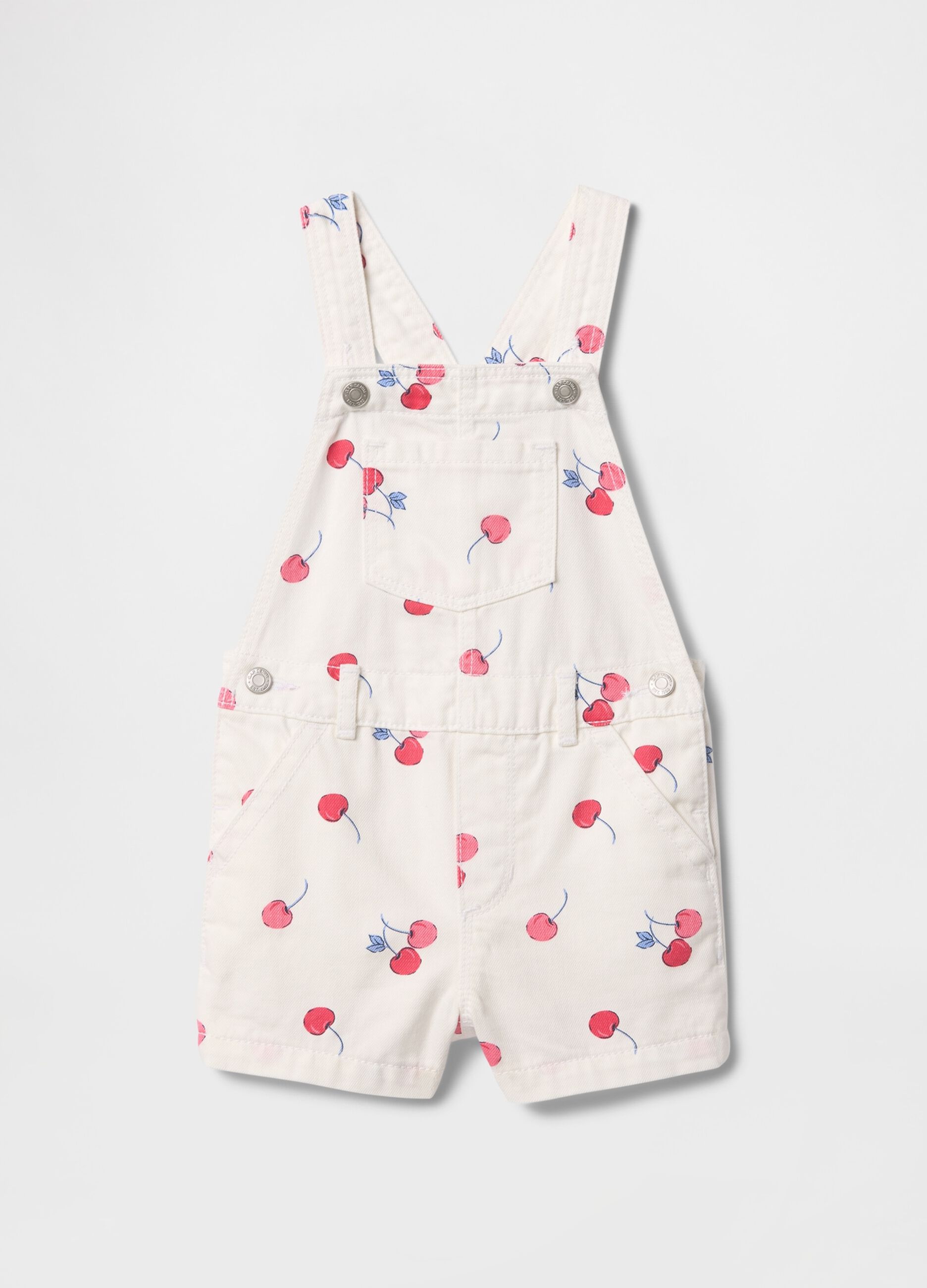 White Dungarees with Cherry Print GAP Kids