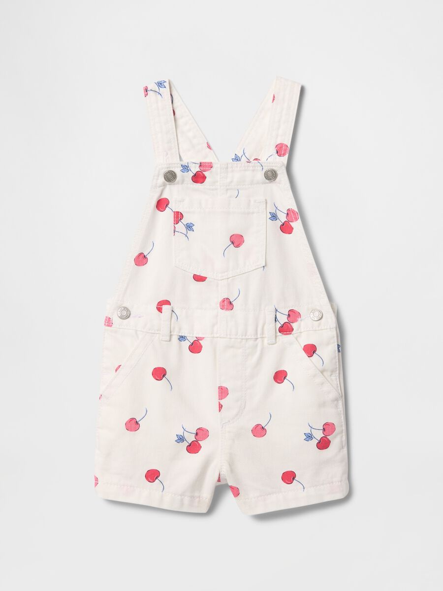 White Dungarees with Cherry Print GAP Kids_0