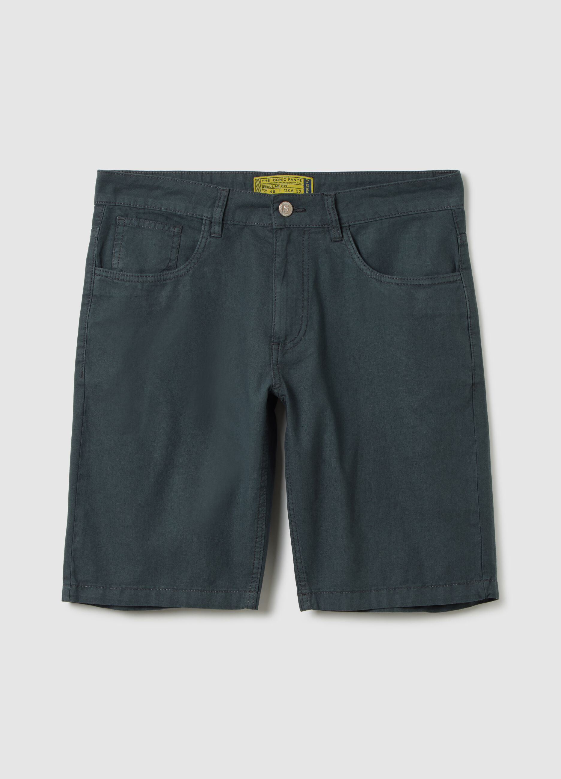 Shorts da uomo in cotone blu regular fit