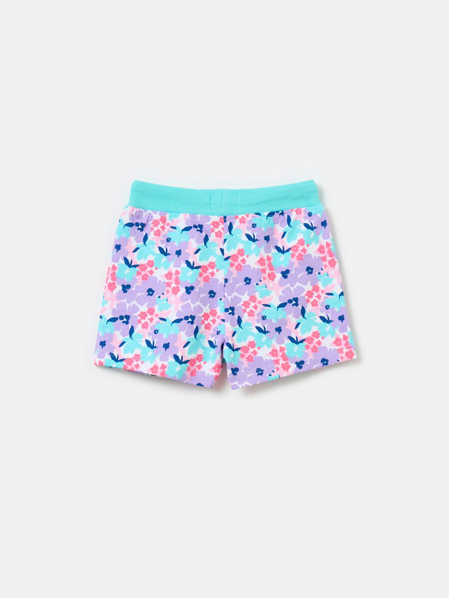 Shorts with drawstring and small flowers print_1