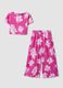 Girls' pink stretch fabric set with floral print_0