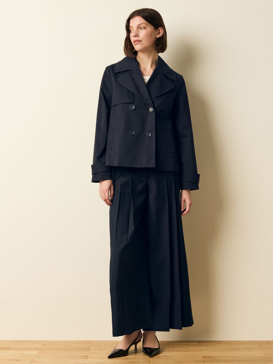 Wide-leg cropped trousers with darts_0
