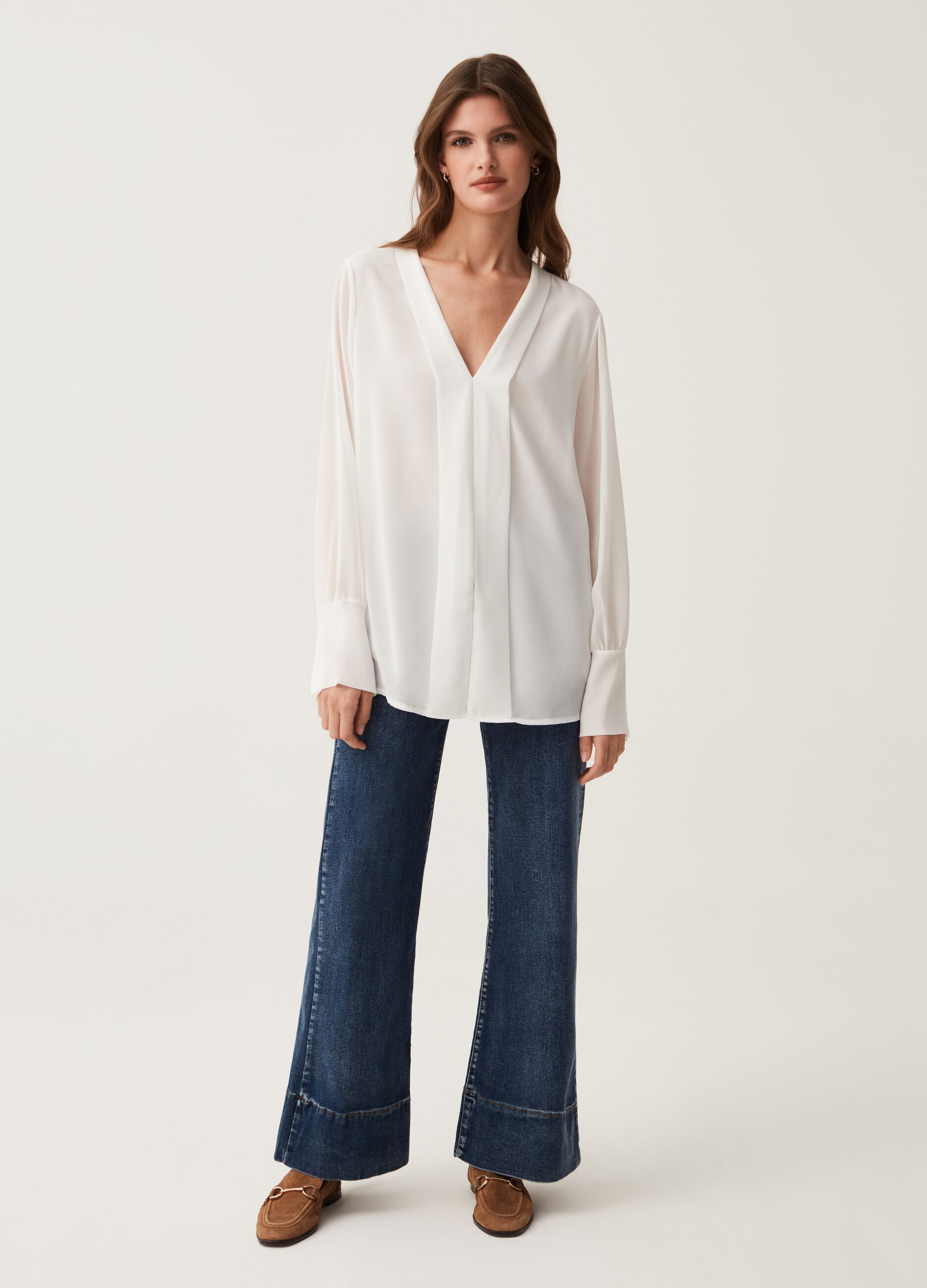 Blusa lunga in chiffon Hybrid_1