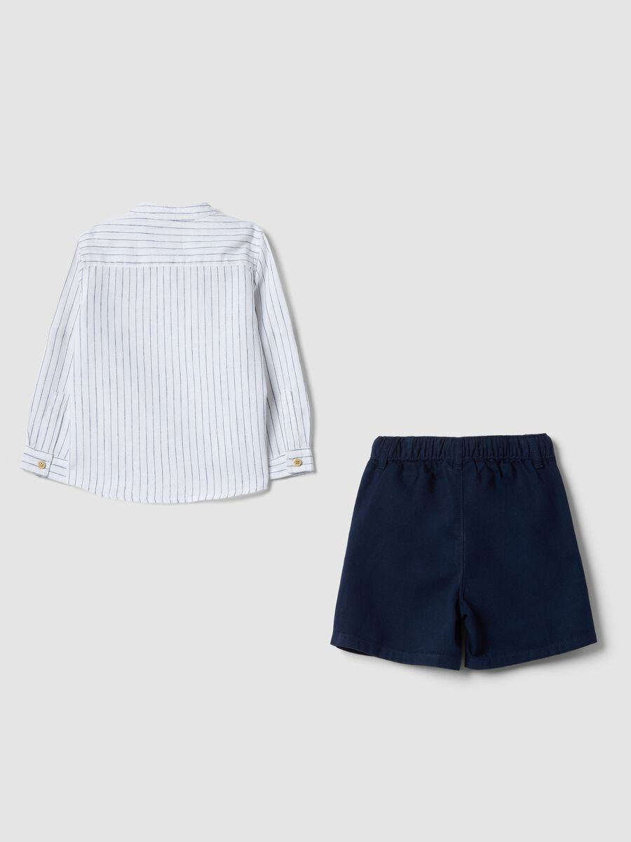 Multicolour linen blend shirt and shorts set for boys, regular fit_1