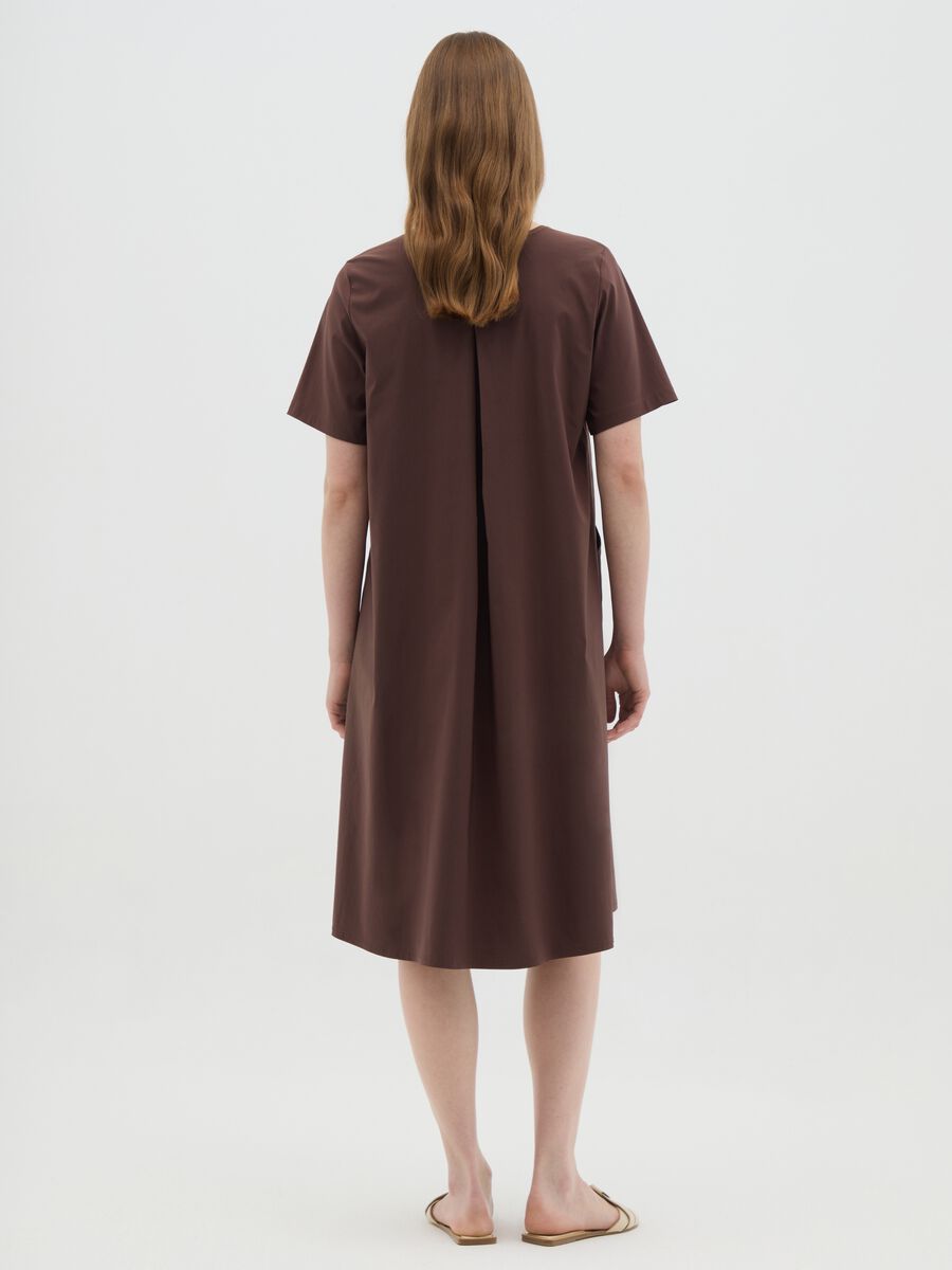 Brown viscose-blend women's dress with regular fit_3