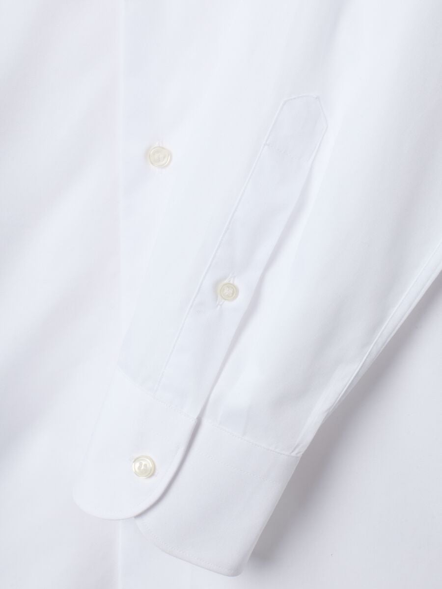 Camicia bianca in puro cotone con collo classico_5
