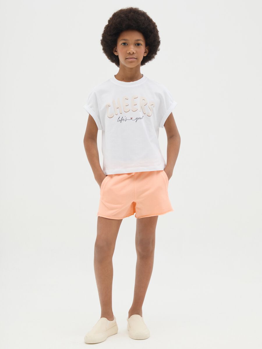 Girl's orange pure cotton shorts regular fit_0
