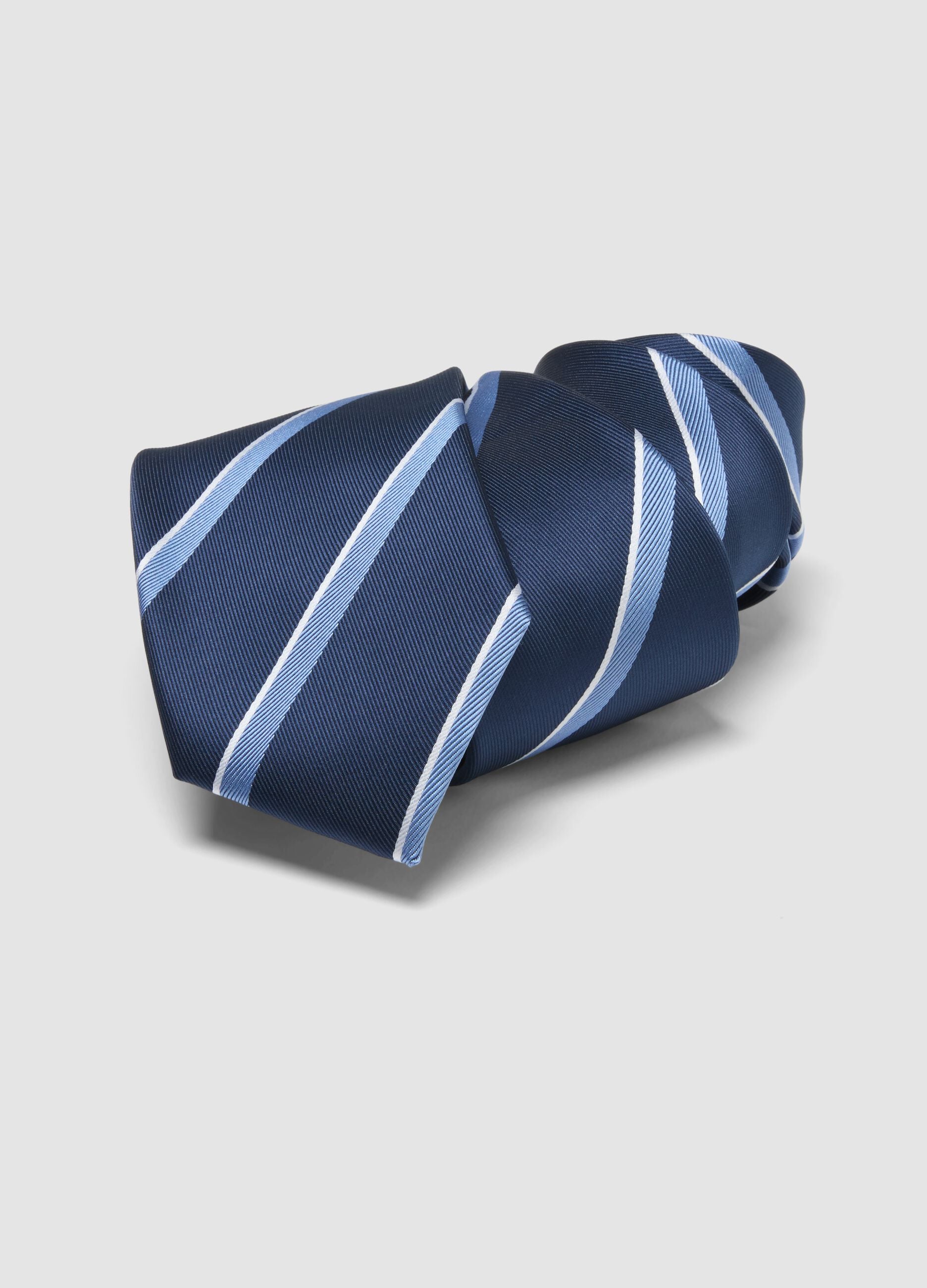 Blue Tie with Diagonal Stripes