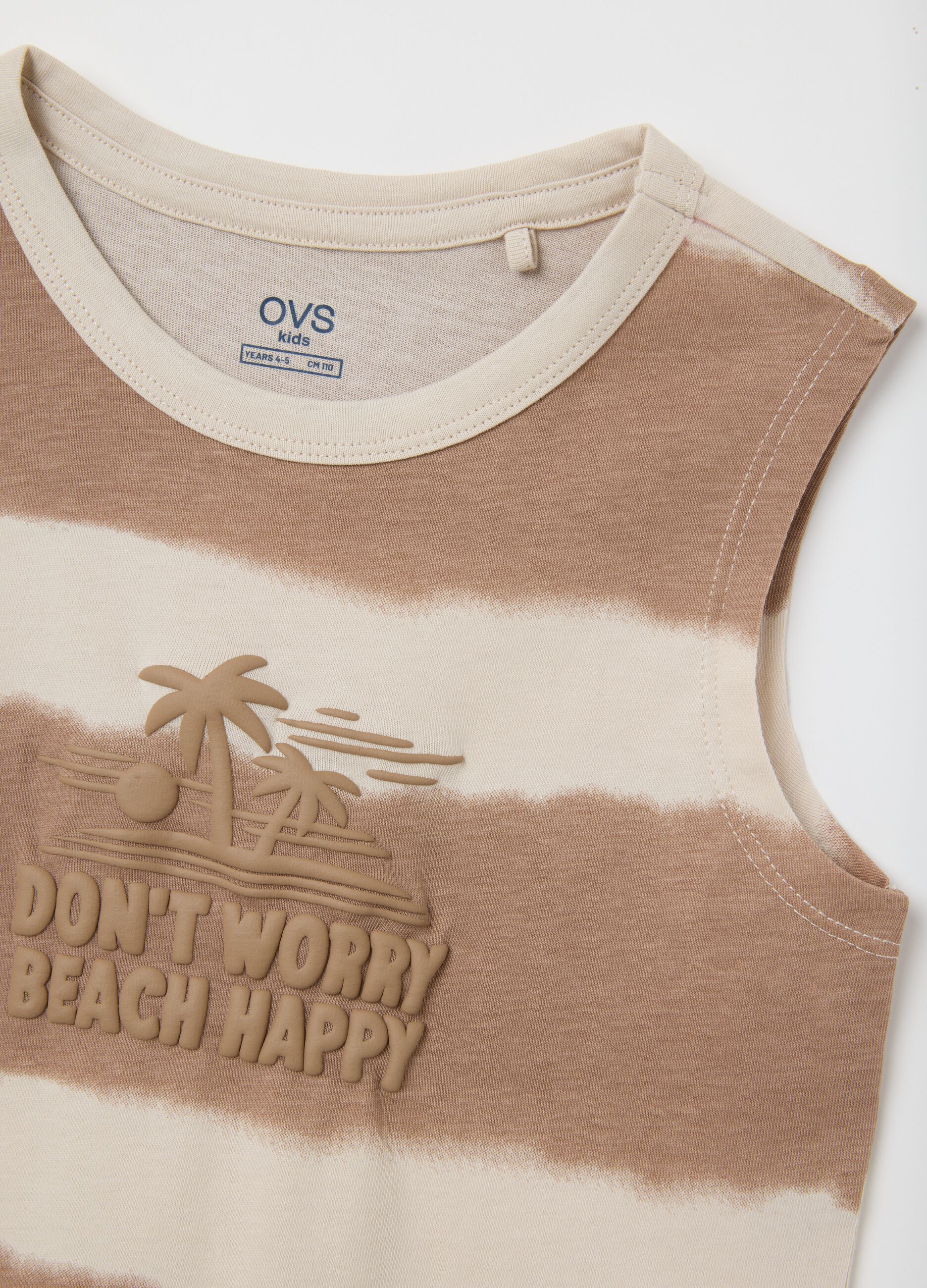 Canotta da bambino in puro cotone beige regular fit con stampa