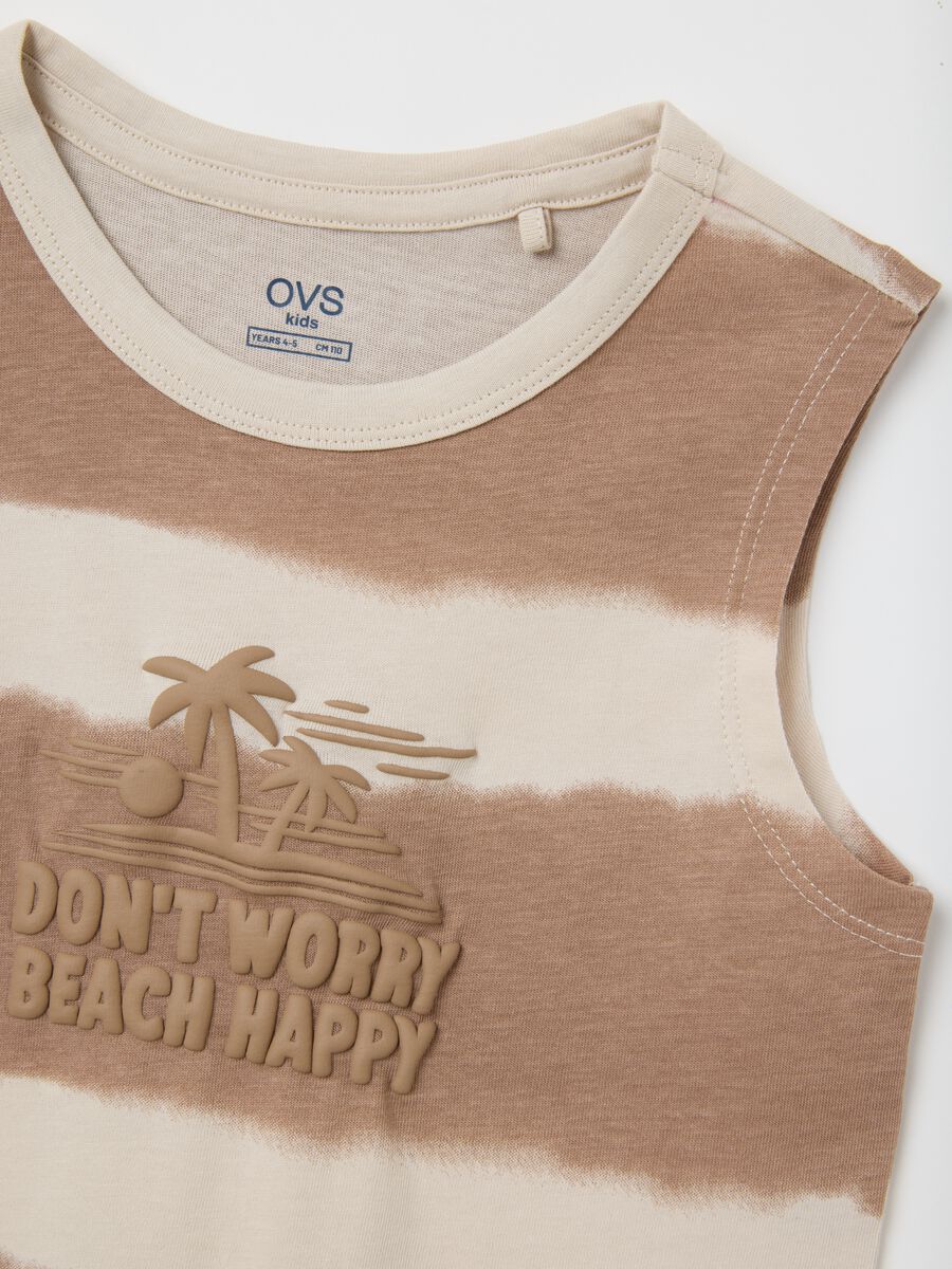 Children's vest in pure beige cotton regular fit with print_2