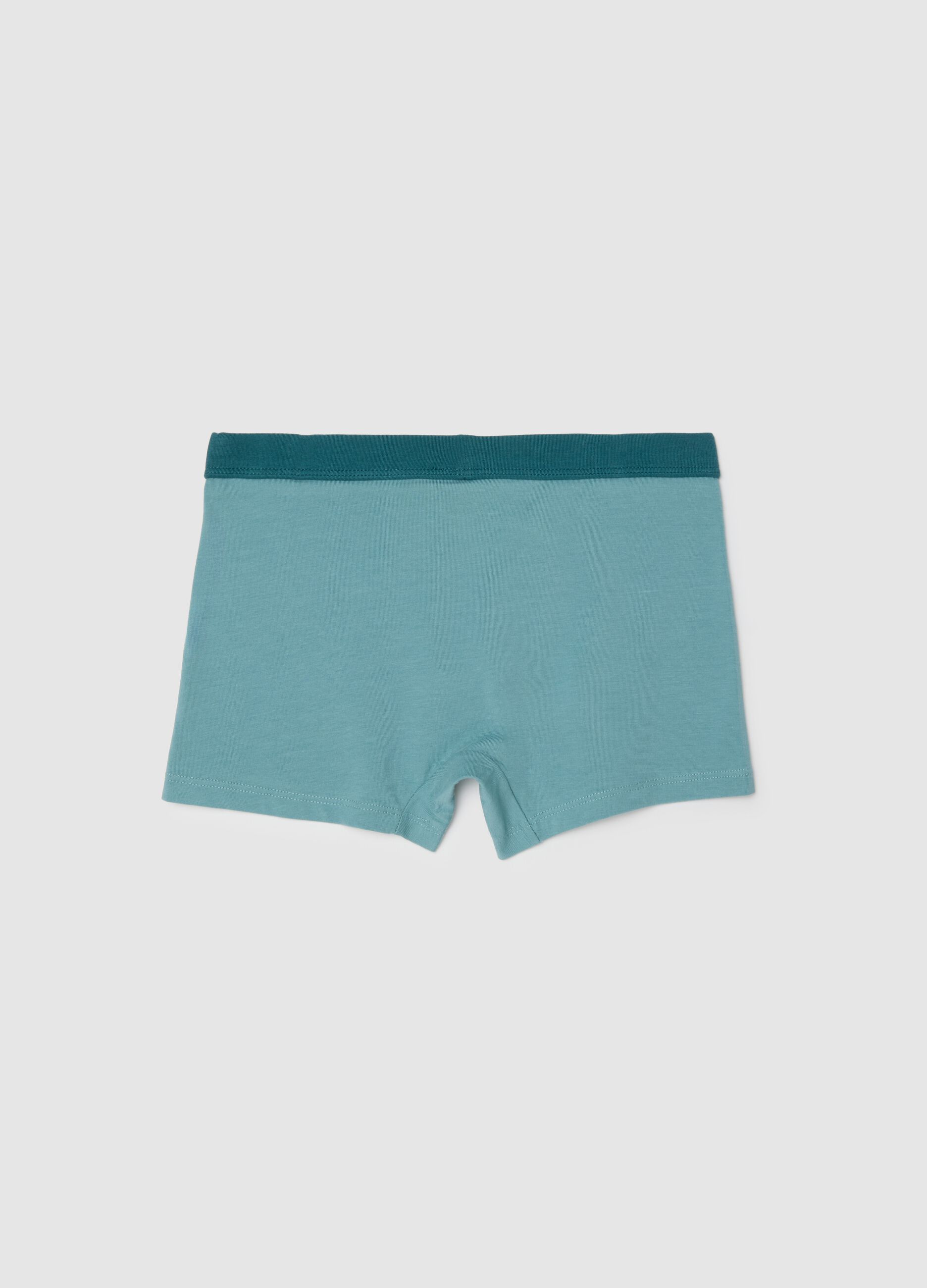 Boys' Stretch Cotton Blue Boxer Shorts