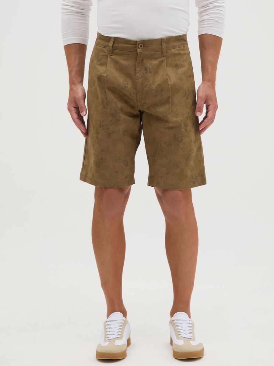 Men's brown regular fit cotton shorts_1
