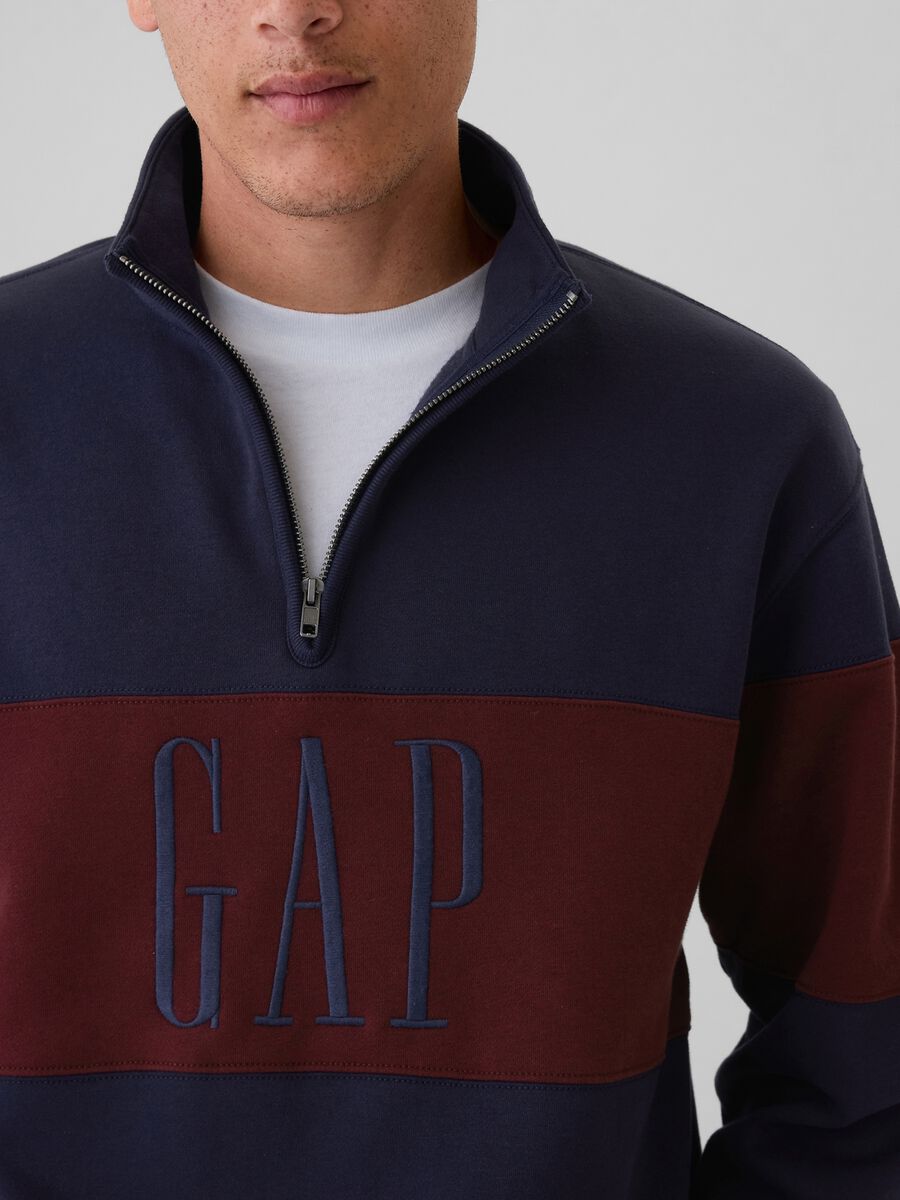 Felpa half-zip colorblock con ricamo logo_2