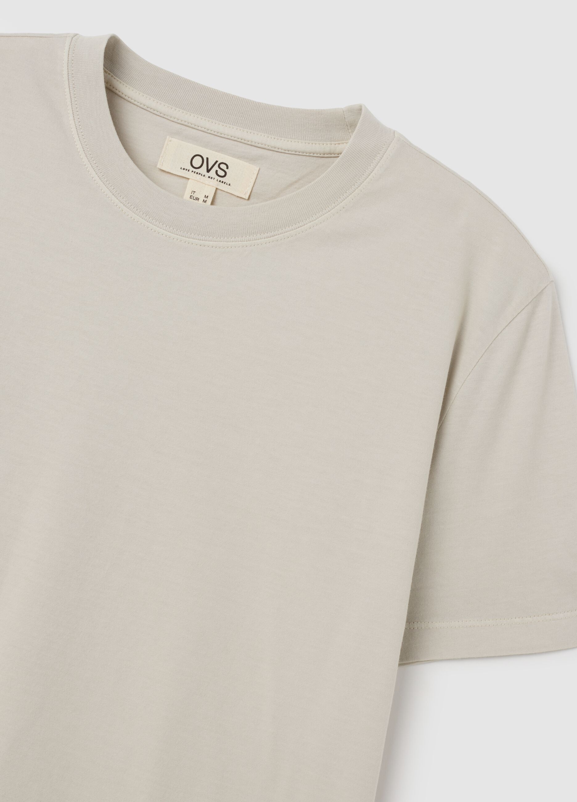 Beige regular fit pure cotton T-shirt