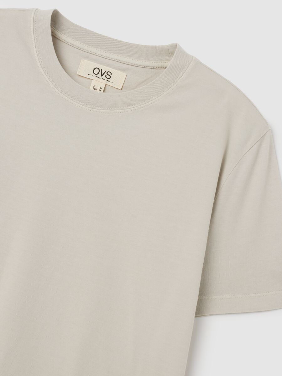 Beige regular fit pure cotton T-shirt_5