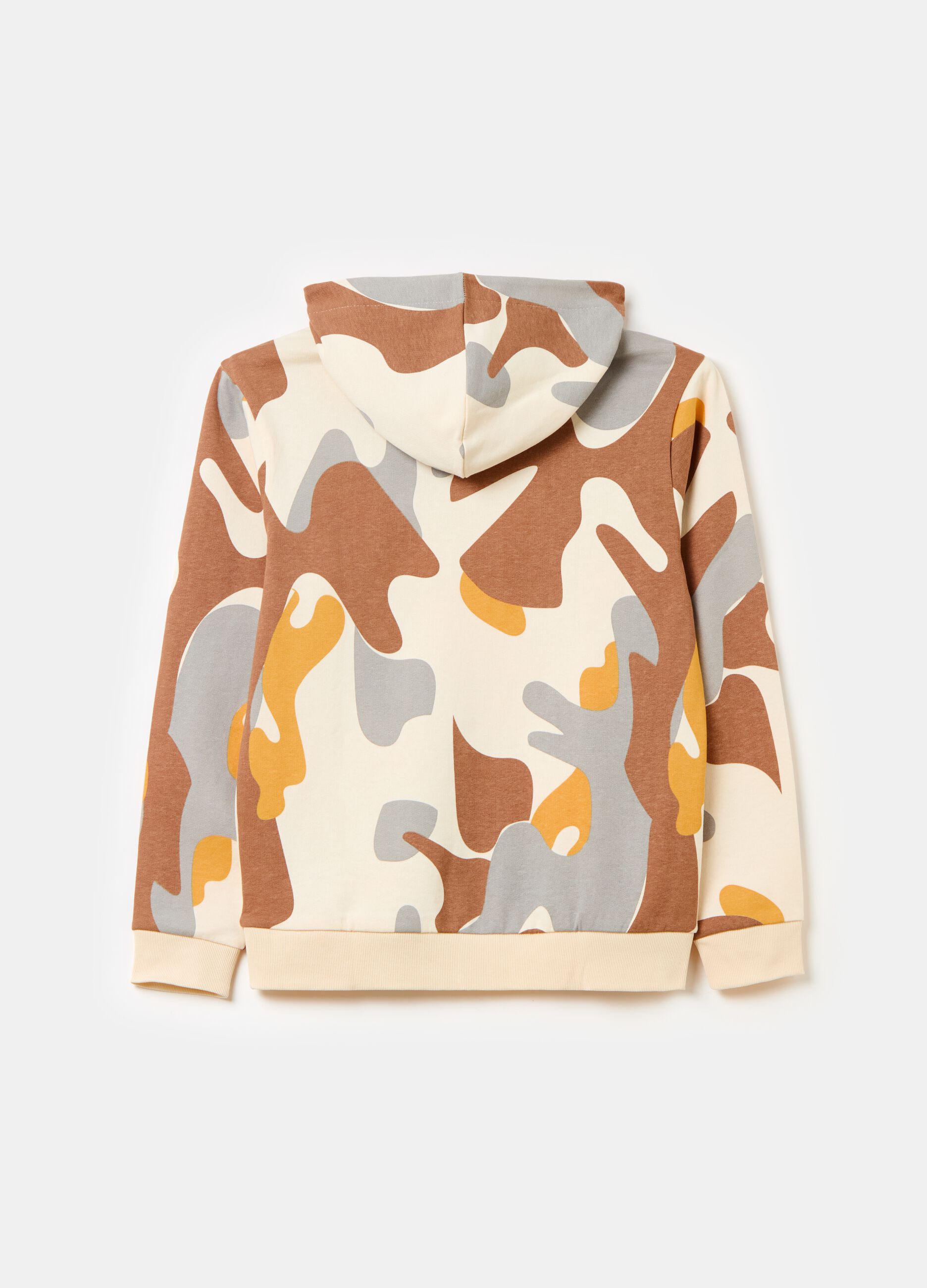 Sweatshirt with hood camouflage print and logo
